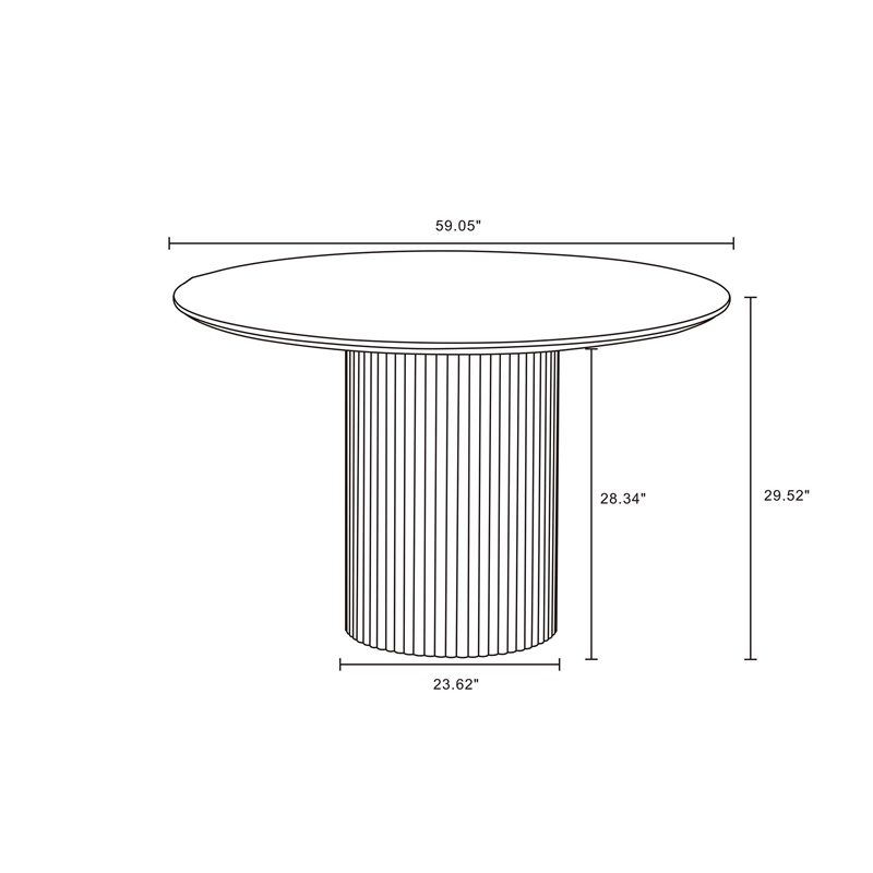 7-Piece Hathaway 59.05 Round Dining Set in Natural with 6 Aspen Dining Chairs