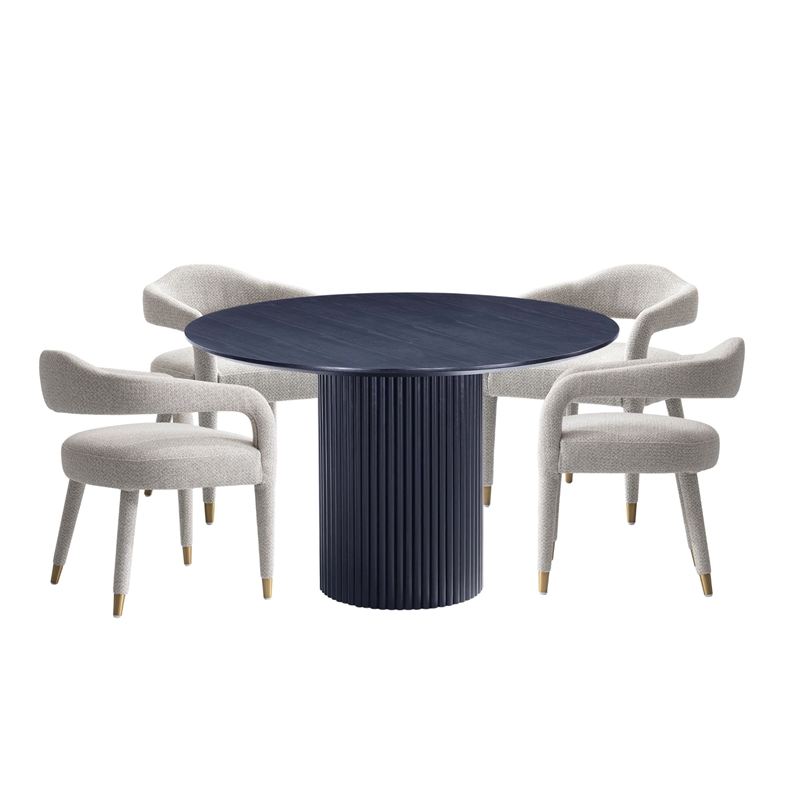 5-Piece Hathaway 47.24 Round Solid Wood Dining Table with 4 Aspen Dining Chairs