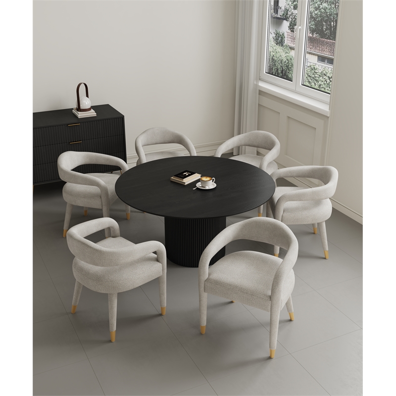 7-Piece Hathaway 59.05 Round Dining Set with 6 Aspen Dining Chairs in Silver