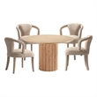 5-Piece Hathaway 47.24 Round Dining Set with 4 Palmer Dining Armchairs in Gold