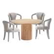 5-Piece Hathaway 47.24 Round Dining Set with 4 Palmer Dining Armchairs in Silver