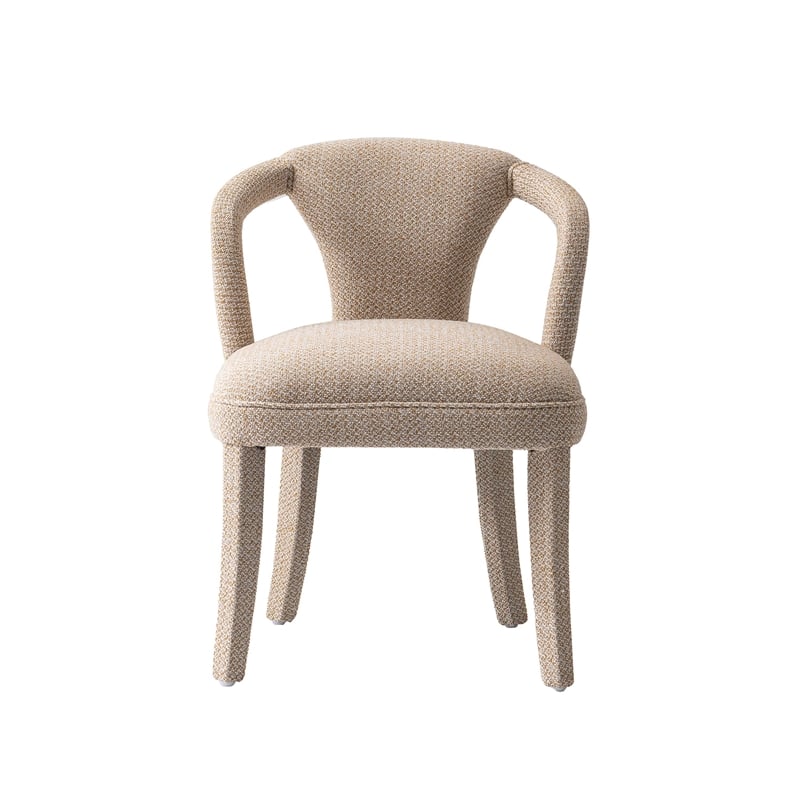 7-Piece Hathaway 59.05 Round Dining Set with 6 Flor Dining Chairs in Gold