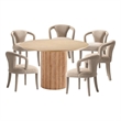 7-Piece Hathaway 59.05 Round Dining Set with 6 Flor Dining Chairs in Gold