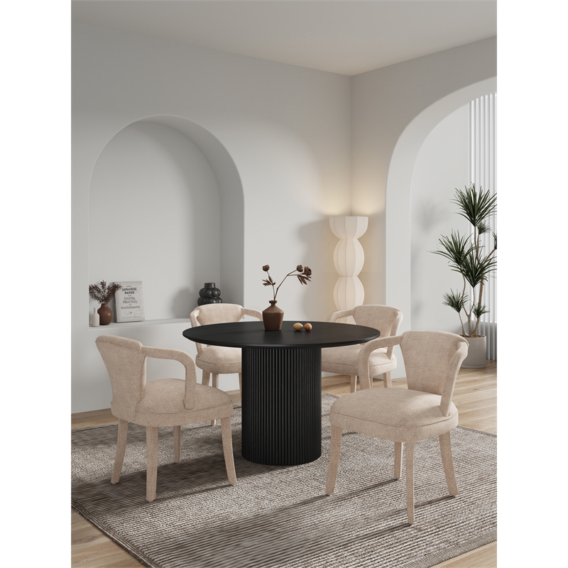 5-Piece Hathaway 47.24 Round Dining Set with 4 Palmer Dining Armchairs in Gold