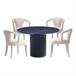 5-Piece Hathaway 47.24 Round Dining Set with 4 Palmer Dining Armchairs in Ivory