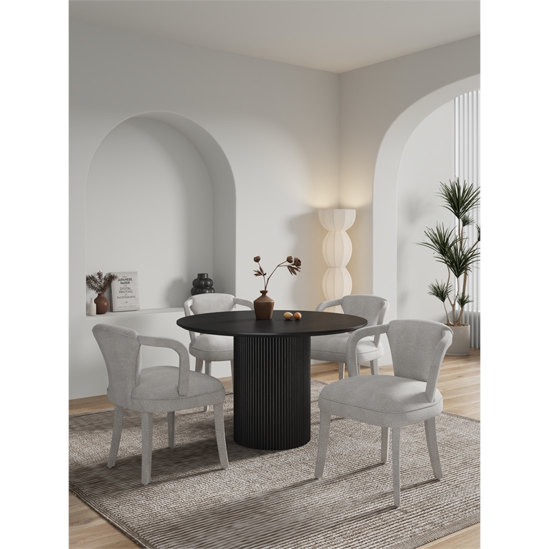 5-Piece Hathaway 47.24 Round Dining Set with 4 Palmer Dining Armchairs in Silver