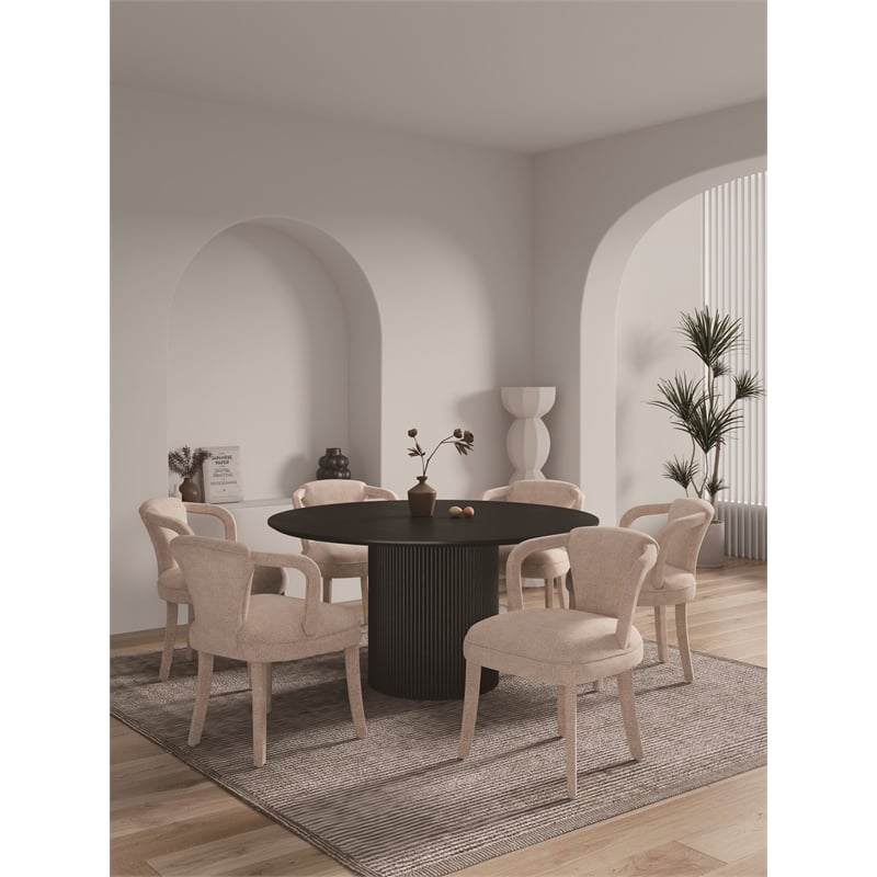 7-Piece Hathaway 59.05 Round Dining Set with 6 Flor Dining Chairs in Gold