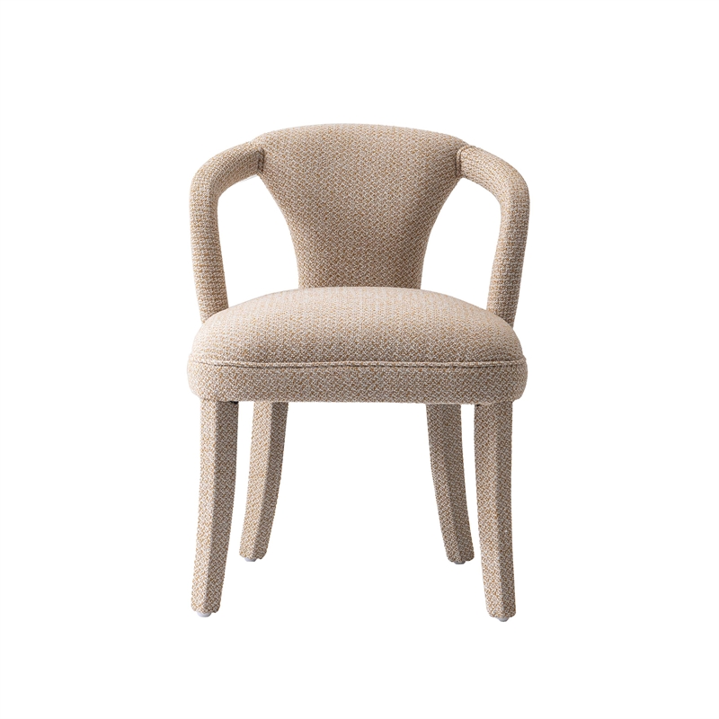 7-Piece Hathaway 59.05 Round Dining Set with 6 Flor Dining Chairs in Gold