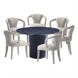 7-Piece Hathaway 59.05 Round Dining Set with 6 Flor Dining Chairs in Silver