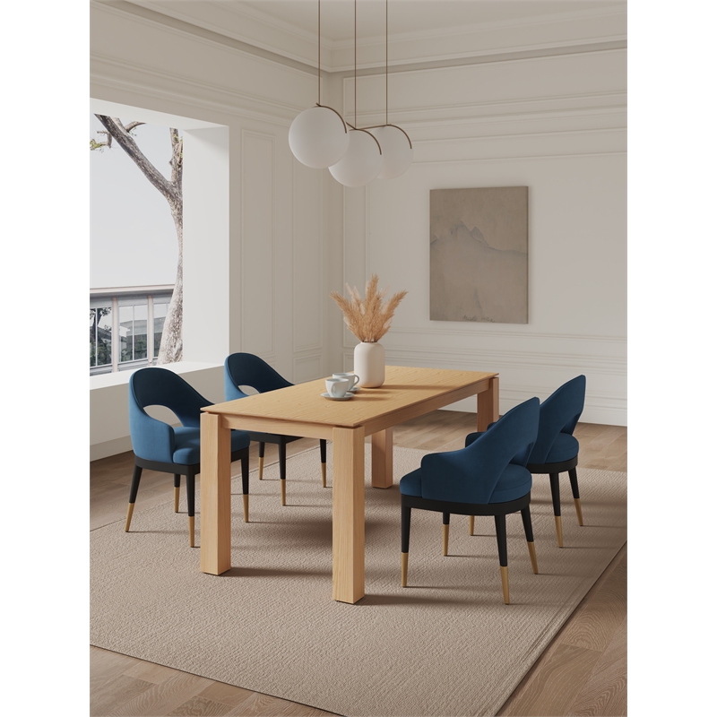 5-Piece Rockaway 70.86 Solid Wood Dining Table with 4 Carrington Chairs in Blue