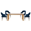 5-Piece Rockaway 70.86 Solid Wood Dining Table with 4 Carrington Chairs in Blue