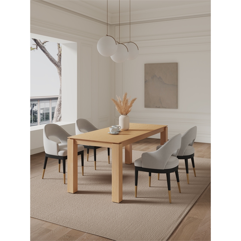 5-Piece Rockaway Solid Wood Dining Table with 4 Carrington Chairs in Light Gray