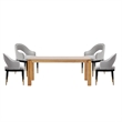 5-Piece Rockaway Solid Wood Dining Table with 4 Carrington Chairs in Light Gray