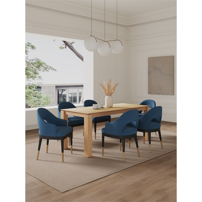 7-Piece Rockaway 70.86 Solid Wood Dining Table with 6 Carrington Chairs in Blue