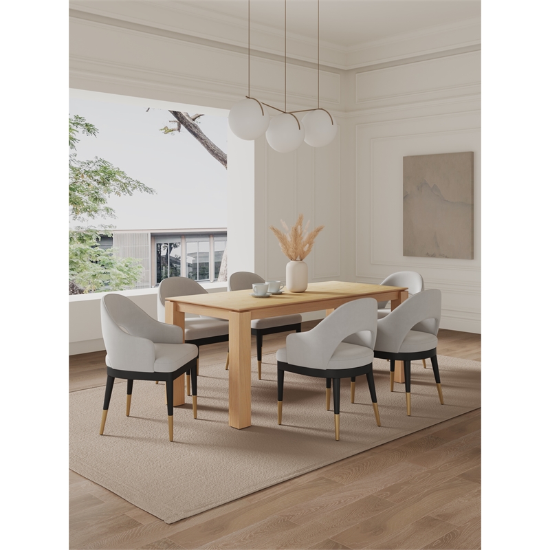 7-PieceRockaway Solid Wood Dining Table with 6 Carrington Chairs in Light Gray