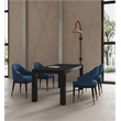 5-Piece Rockaway 70.86 Solid Wood Dining Table with 4 Carrington Chairs in Blue