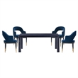 5-Piece Rockaway 70.86 Solid Wood Dining Table with 4 Carrington Chairs in Blue