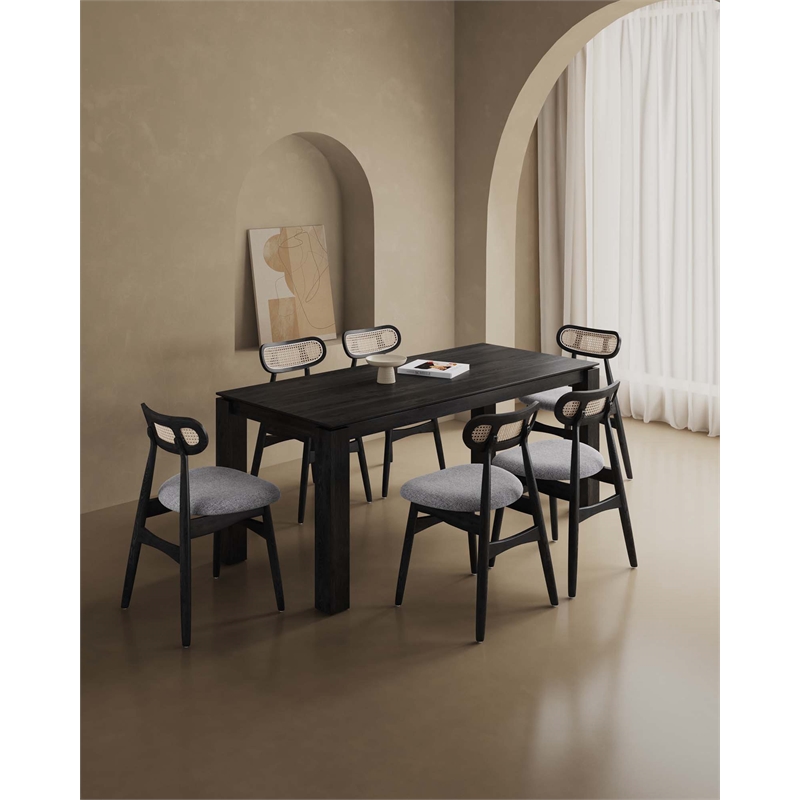 Rockaway Solid Wood Dining Set with 6 Colbert Chairs in Gray