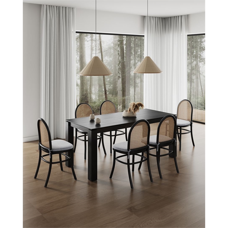 7-Piece Rockaway Solid Wood Dining Set in Gray - 6 Paragon 1.0 Dining Chairs