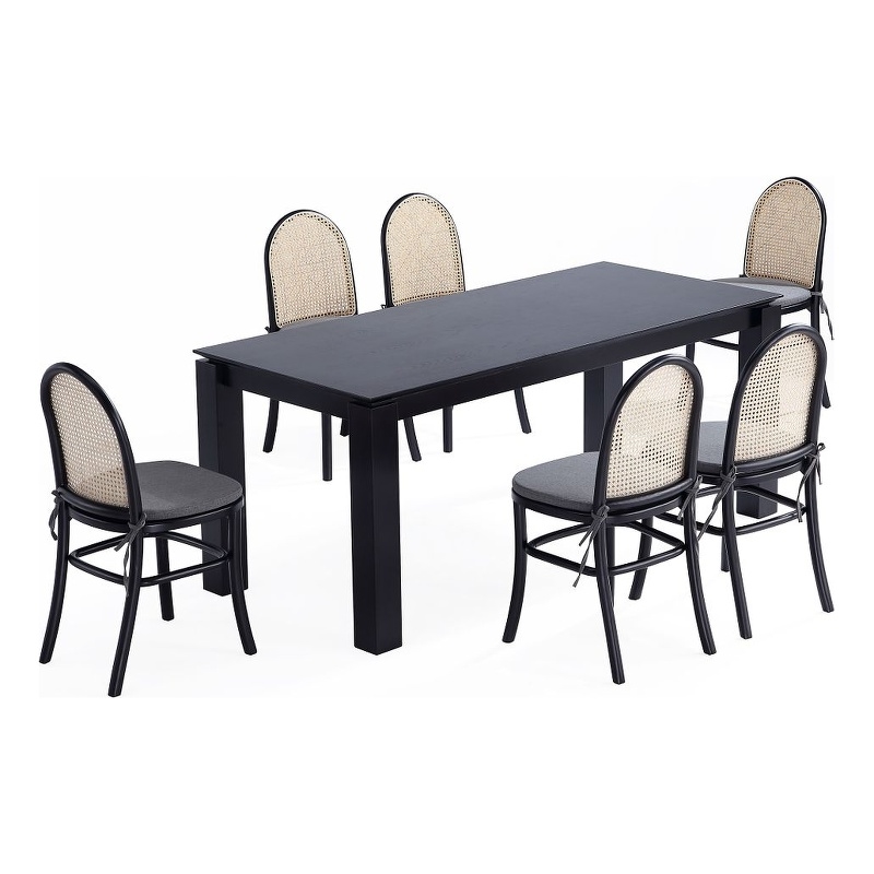 7-Piece Rockaway Solid Wood Dining Set in Gray - 6 Paragon 1.0 Dining Chairs