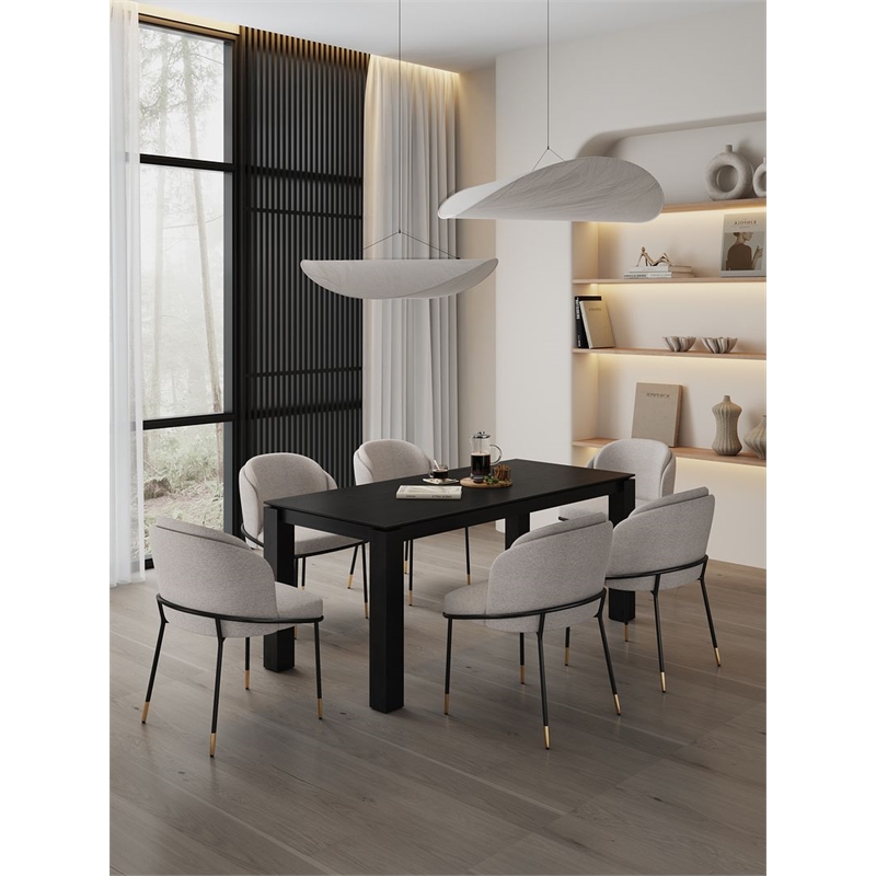 7-Piece Rockaway Solid Wood Dining Set with 6 Flor Dining Chairs in Wheat