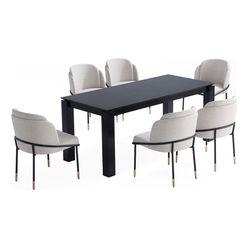7-Piece Rockaway Solid Wood Dining Set with 6 Flor Dining Chairs in Wheat
