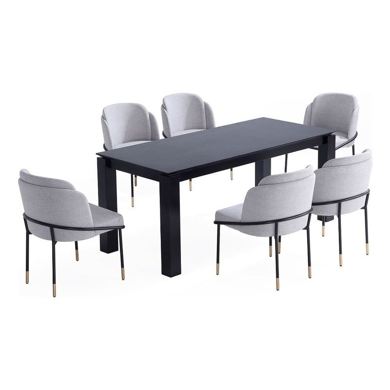 7-Piece Rockaway Solid Wood Dining Set with 6 Flor Dining Chairs in Gray