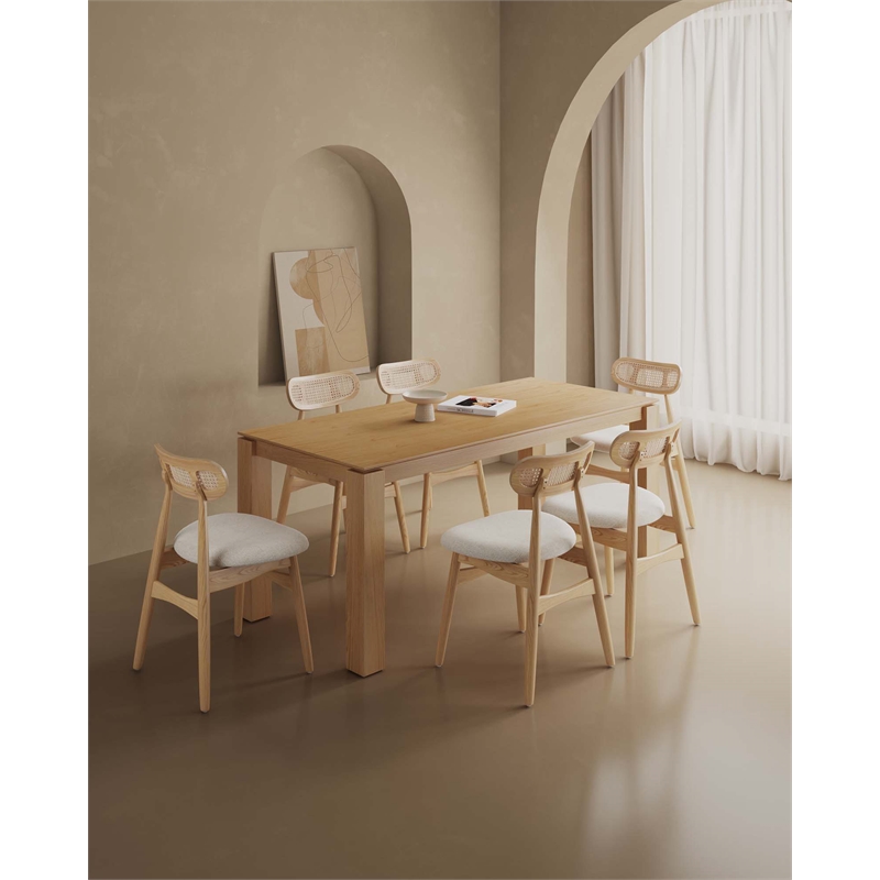 7-Piece Rockaway Solid Wood Dining Set in Natural with 6 Colbert Dining Chairs