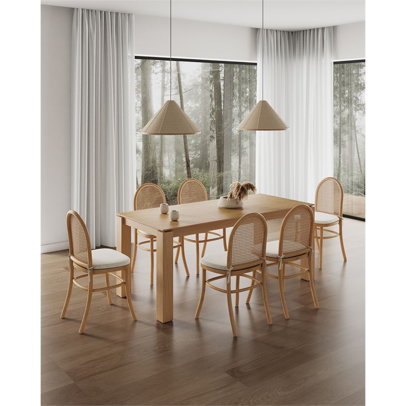 7-Piece Rockaway Solid Wood Dining Set in Natural - 6 Paragon 1.0 Dining Chairs