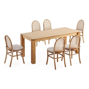 7-Piece Rockaway Solid Wood Dining Set in Natural - 6 Paragon 1.0 Dining Chairs