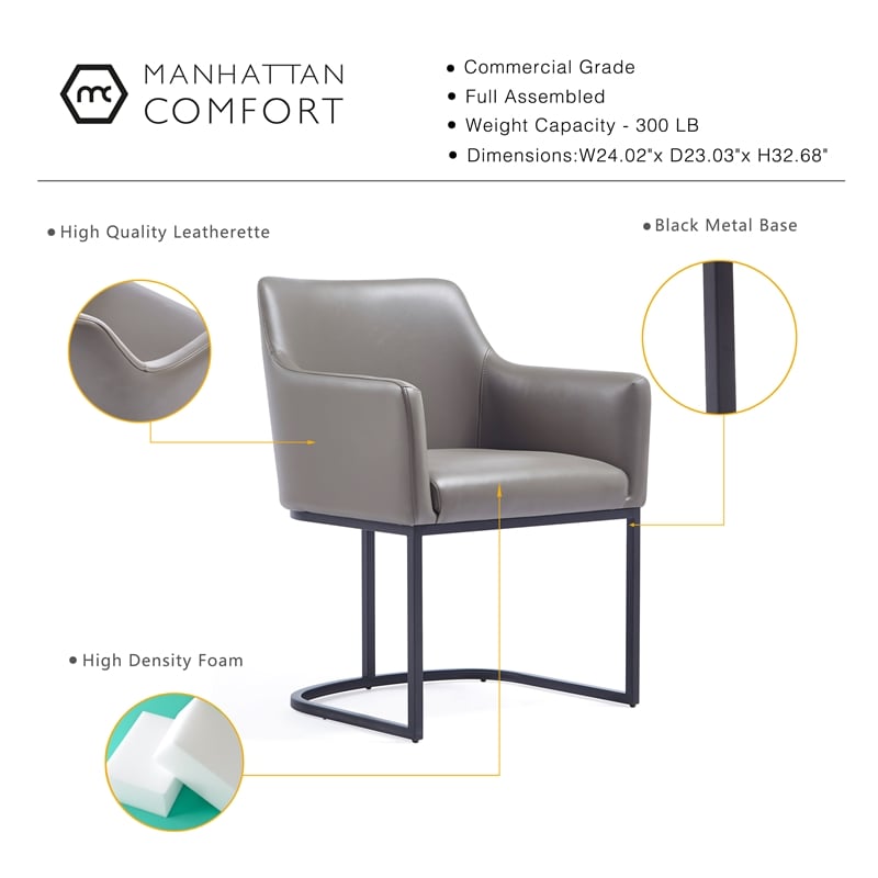 Manhattan Comfort Serena 8 Piece Dining Set with Steel Base in Gray