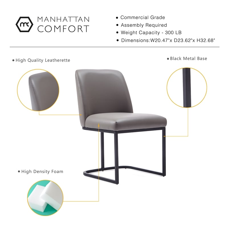 Manhattan Comfort Serena 8 Piece Dining Set with Steel Base in Gray