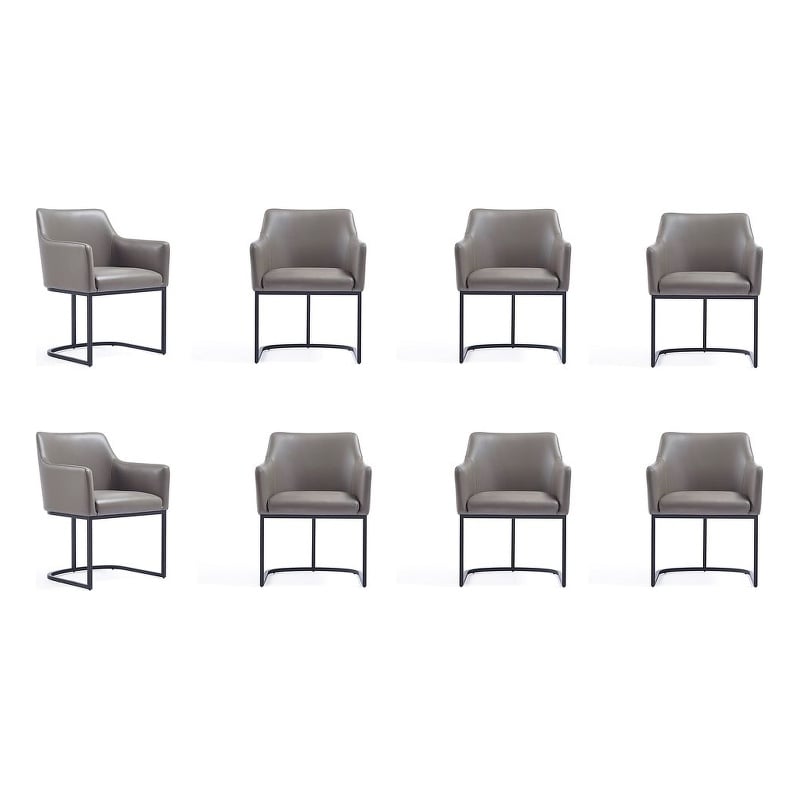 Manhattan Comfort Serena 8 Piece Dining Set with Steel Base in Gray