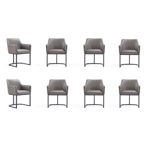 Manhattan Comfort Serena 8 Piece Dining Set with Steel Base in Gray