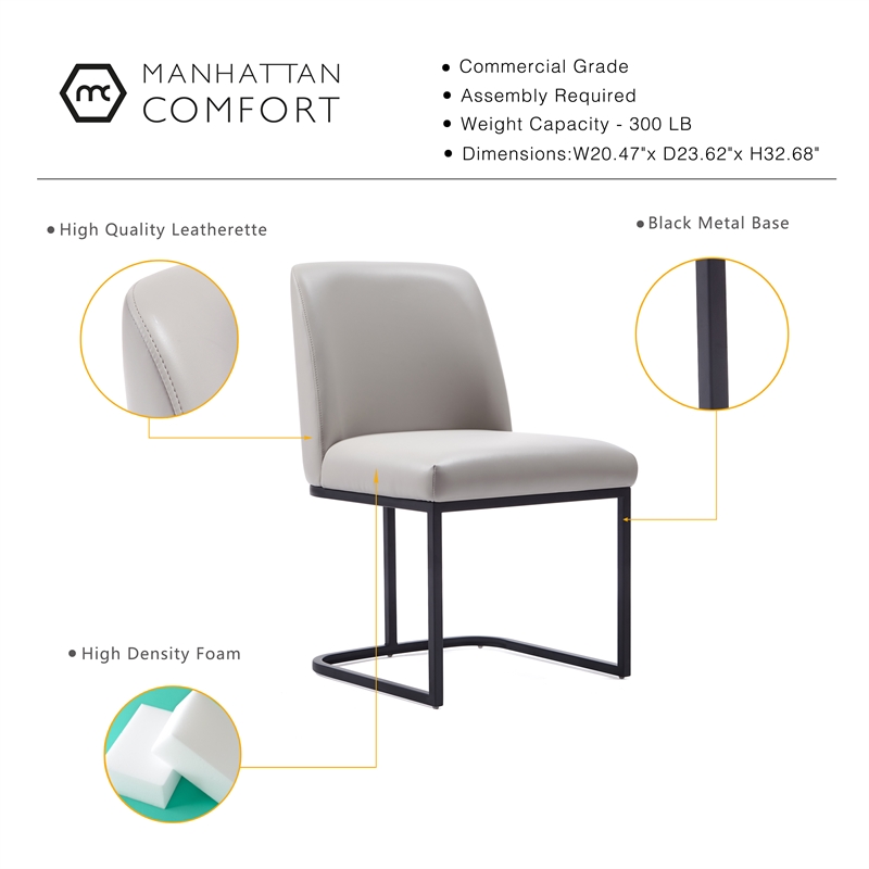 Manhattan Comfort Serena 8 Piece Dining Set with Steel Base in Light Gray