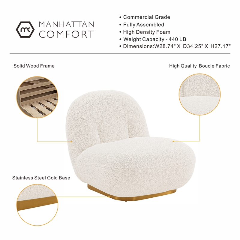 Manhattan Comfort Edina Solid Wood Frame Accent Chair in White (Set of 2)