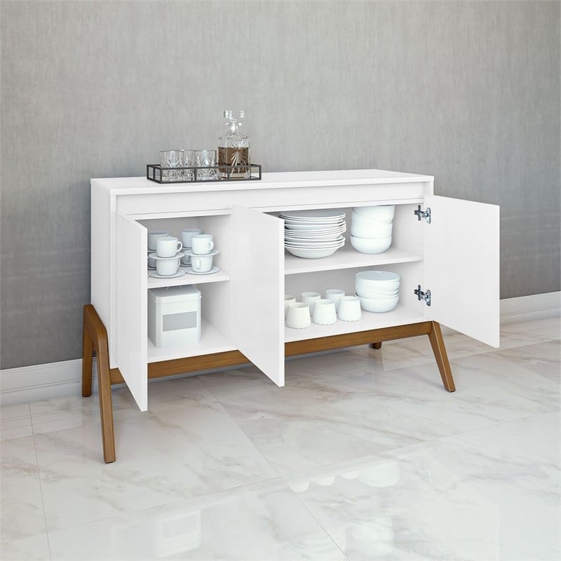 Manhattan Comfort Gales 48.50 Sideboard with Solid Wood Legs in Matte White
