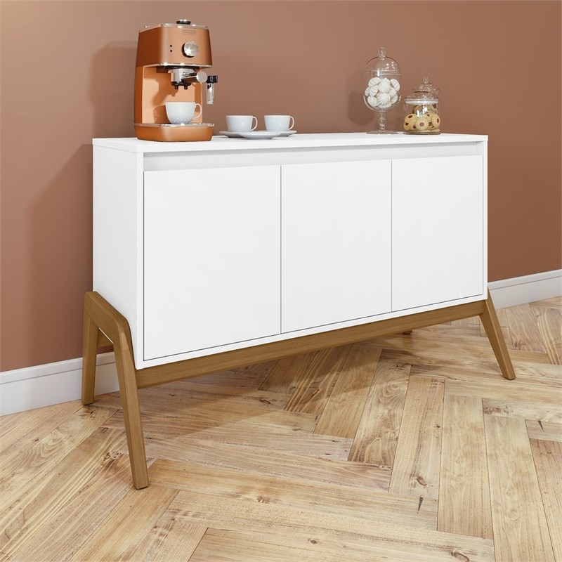 Manhattan Comfort Gales 48.50 Sideboard with Solid Wood Legs in Matte White