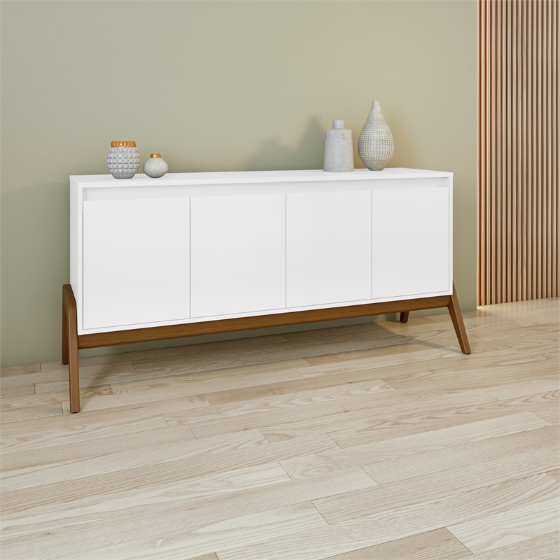 Manhattan Comfort Gales 63.32 Sideboard with Solid Wood Legs in Matte White