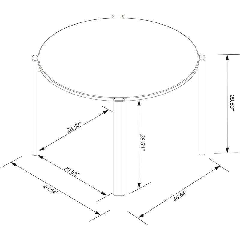 Manhattan Comfort Gales Round Dining Table in Matte Black with Solid Wood Legs