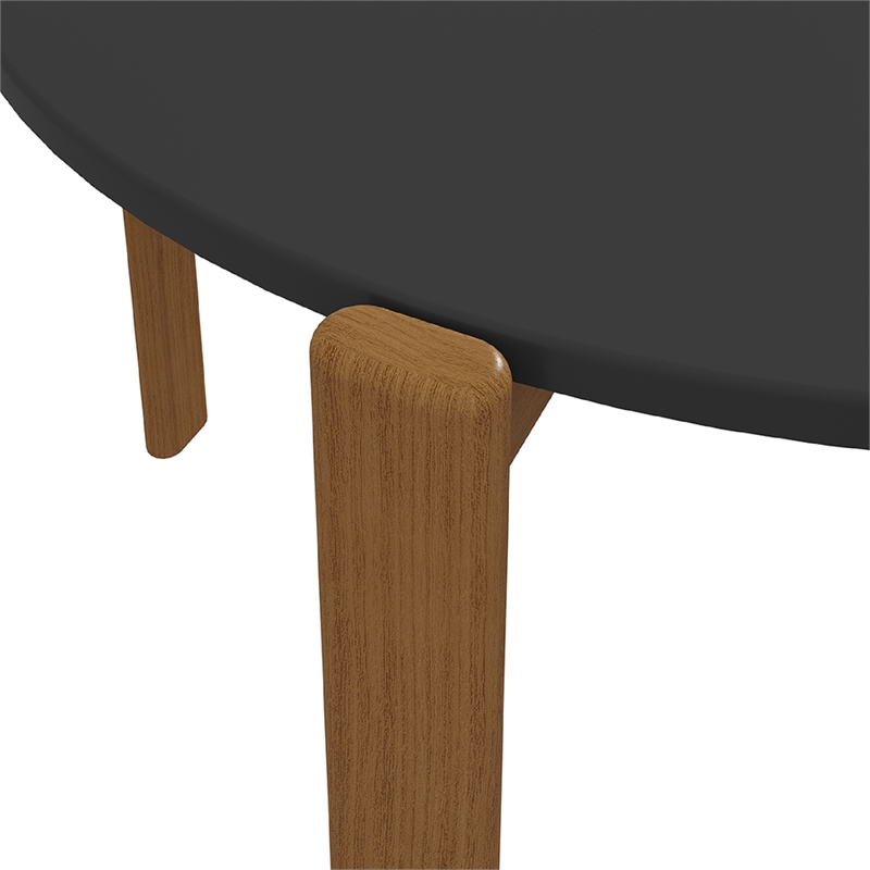 Manhattan Comfort Gales Round Dining Table in Matte Black with Solid Wood Legs