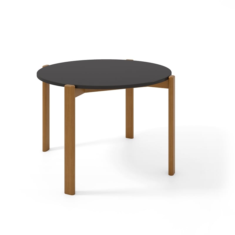 Manhattan Comfort Gales Round Dining Table in Matte Black with Solid Wood Legs