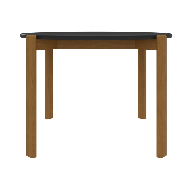 Manhattan Comfort Gales Round Dining Table in Matte Black with Solid Wood Legs