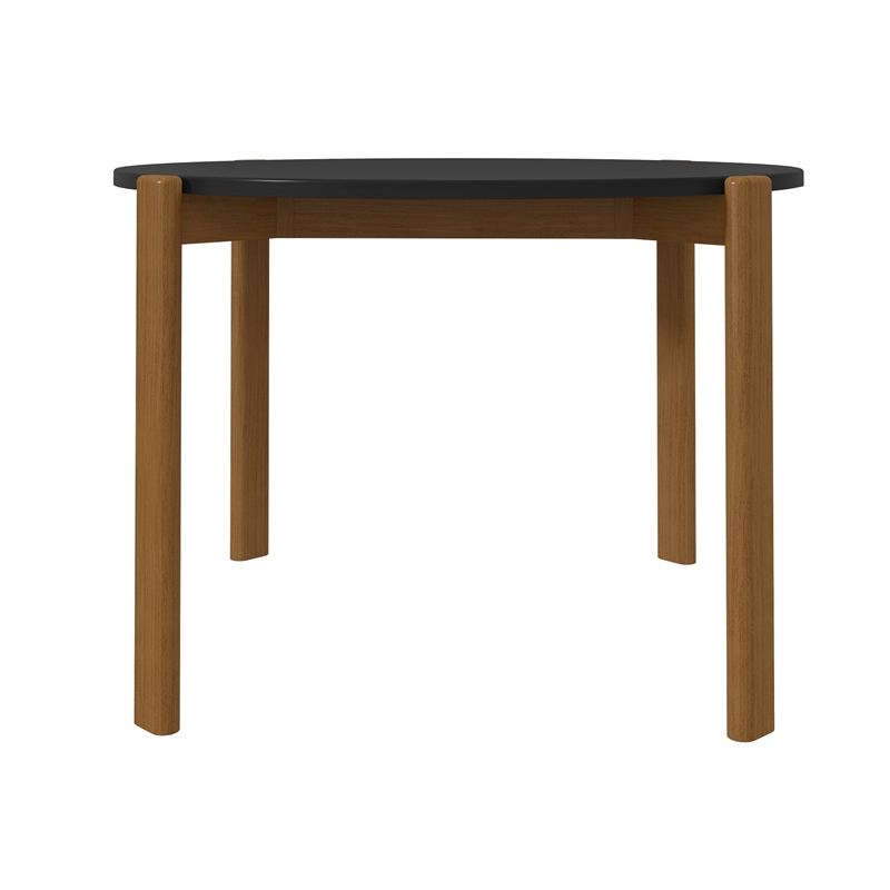 Manhattan Comfort Gales Round Dining Table in Matte Black with Solid Wood Legs