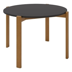 Manhattan Comfort Gales Round Dining Table in Matte Black with Solid Wood Legs
