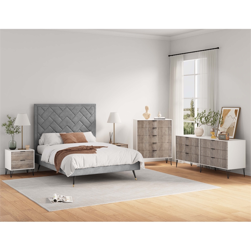 3-Piece DUMBO 5-Drawer & 6-Drawer Dressers and Nightstand in Multi-Color