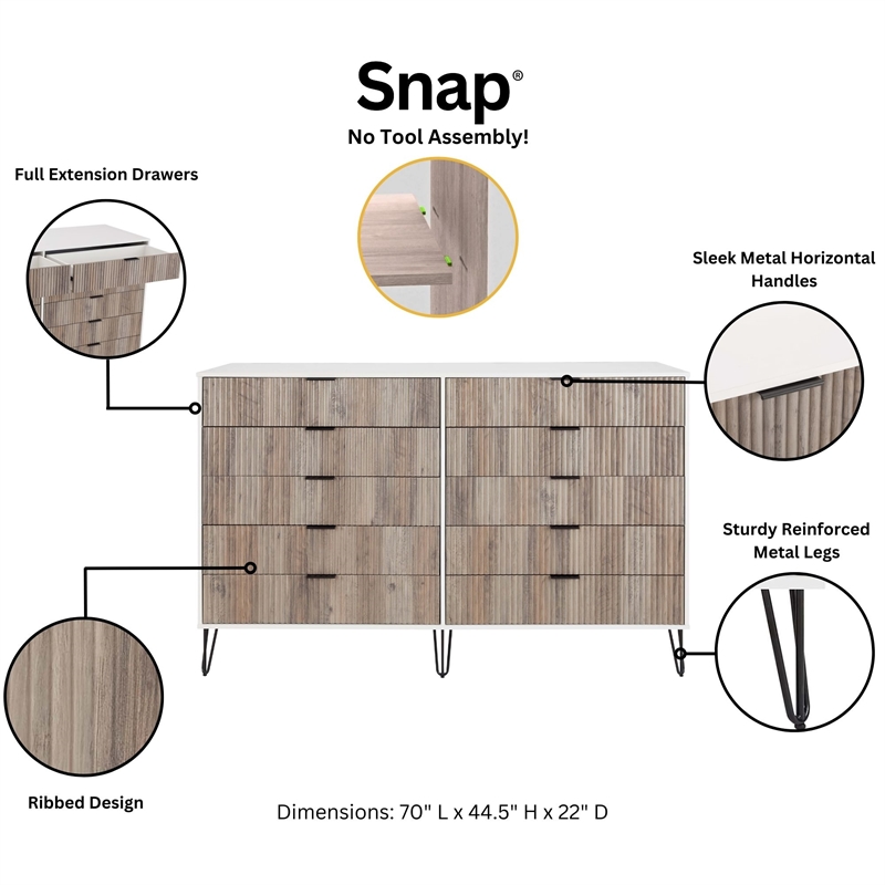 DUMBO 5-Drawer & 10-Drawer Dressers & Nightstand - Multi-Color - Engineered Wood