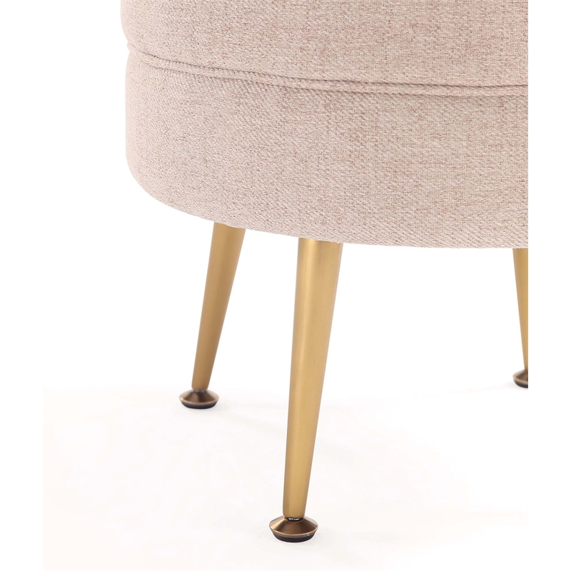 Bailey Ottoman in Oatmeal with Gold Feet and Solid Wood Frame - Set of 2
