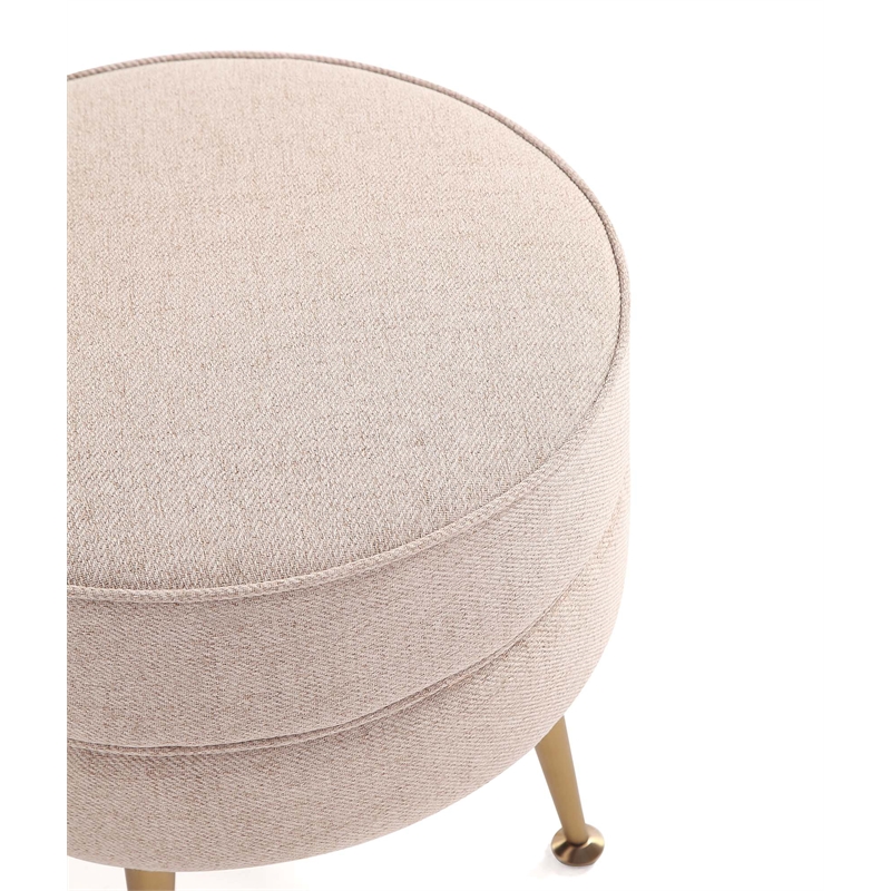 Bailey Ottoman in Oatmeal with Gold Feet and Solid Wood Frame - Set of 2
