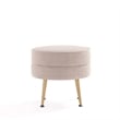 Bailey Ottoman in Oatmeal with Gold Feet and Solid Wood Frame - Set of 2